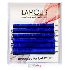 Вії для нарощування Lamour mini Color MIX сині 0.10 D (8-13)