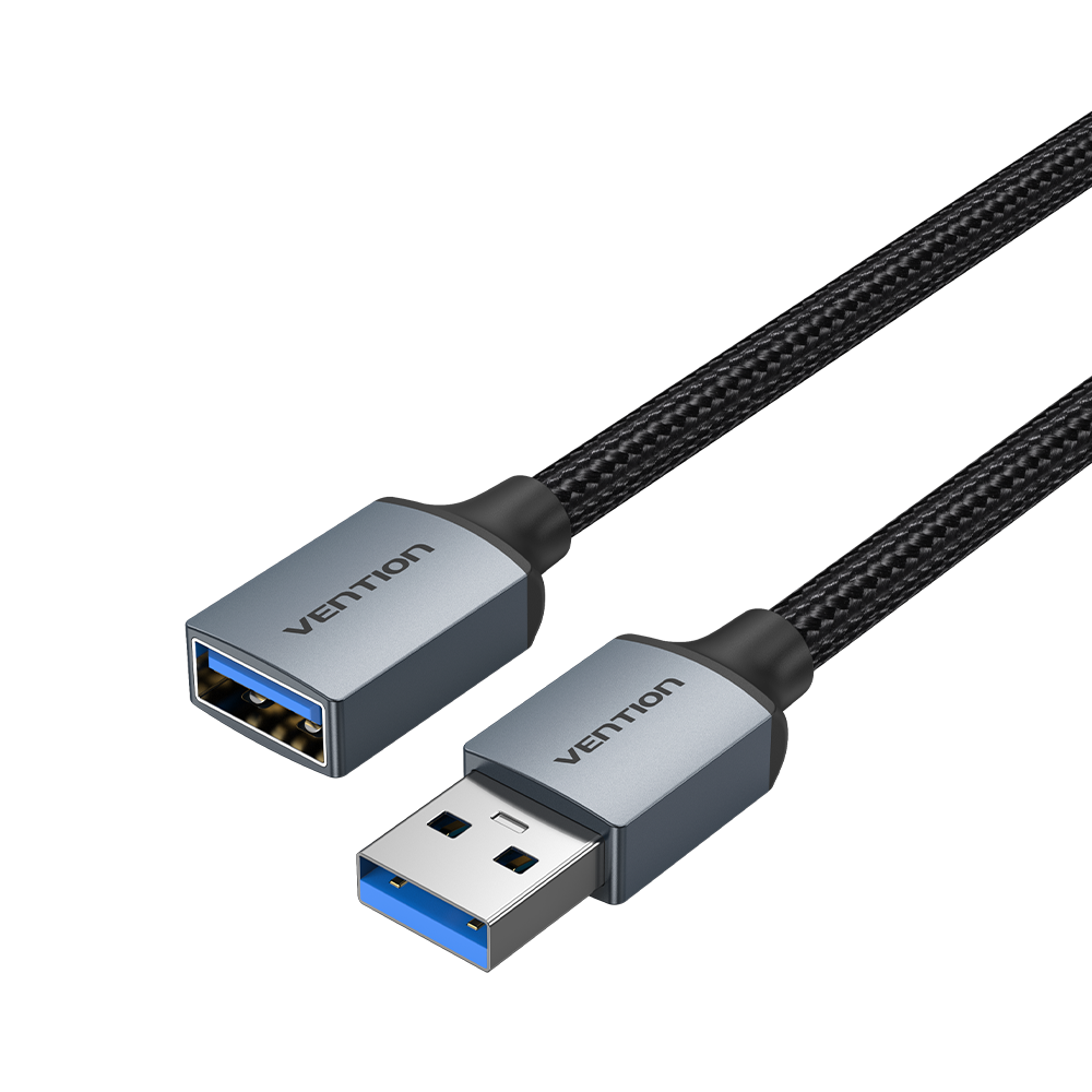 Подовжувач Vention 2м USB 3.0, Чорний, USB-A до USB-A, 5 Гбіт/с, В Нейлоновій оплітці