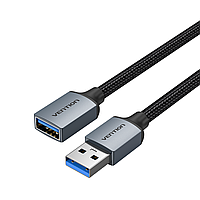 Удлинитель Vention 2м USB 3.0, Черный, USB-A до USB-A, 5 Гбит/с, В Нейлоновой оплетке