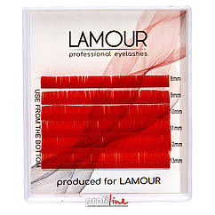 Вії для нарощування Lamour mini Color MIX червоні 0.10 R (8-13)