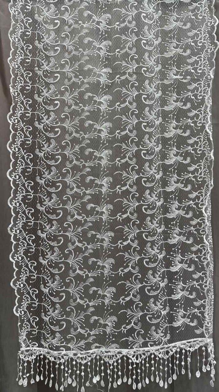 Білий шарф ажурний палантин, фото 1