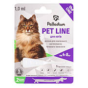 Пет Лайн Pet Line the one Palladium краплі від бліх, кліщів і глистів для котів вагою 4 - 8 кг, 1 піпетка х 1 мл
