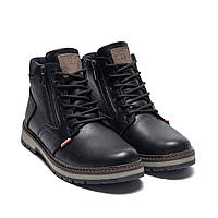 Мужские зимние ботинки Levis, мужские кожаные ботинки на меху, мужские черные классические ботинки