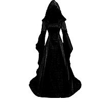Довга сукня з капюшоном у вікторіанському стилі для косплею A03A37H2-01 Black