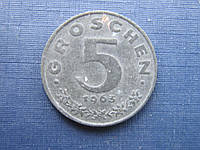 Монета 5 грошен Австрия 1963 цинк