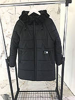 Женская теплая удлиненная куртка черного цвета еврозима, осень-зима