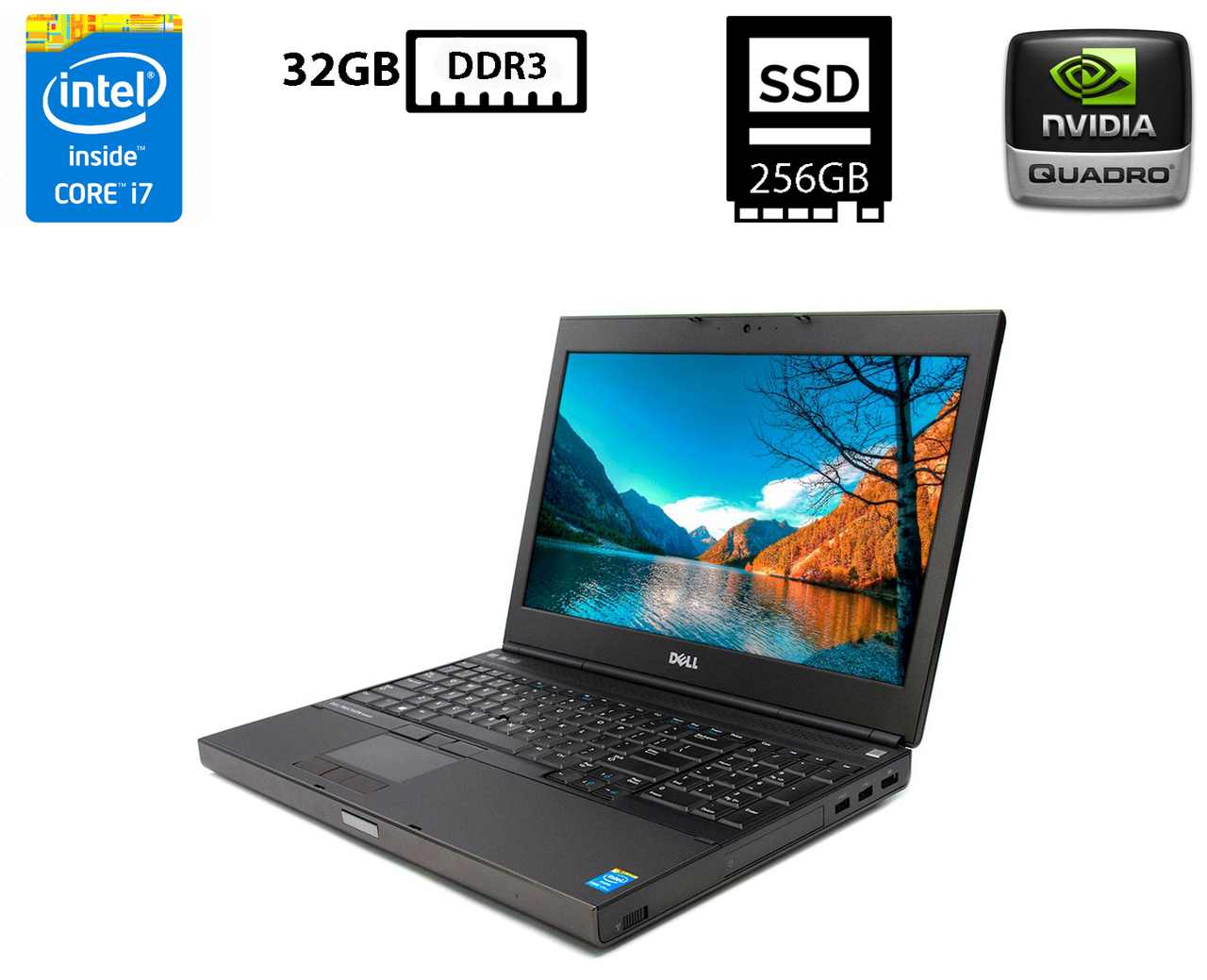 Ноутбук Dell Precision M4800/15.6”TN(1920x1080)/Intel Core i7-4800MQ 2.70GHz/32GB DDR3/SSD 256GB/NVIDIA Quadro K1100M (2GB), фото 1