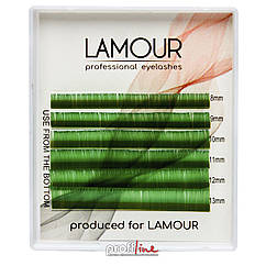 Вії для нарощування Lamour mini Color MIX зелені 0.10 R (8-13)