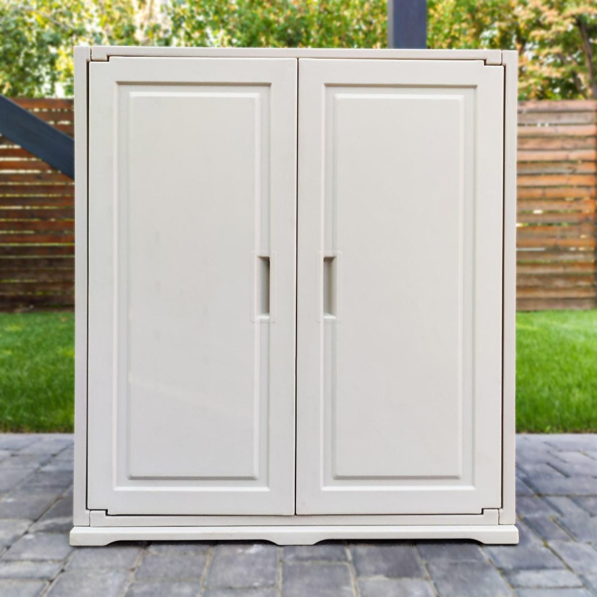 Пластикова розкладна тумба з поличками Біла 82х41х93 см, фото 1