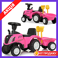Толокар трактор с прицепом детская каталка-толокар Bambi 658T-8 розовый