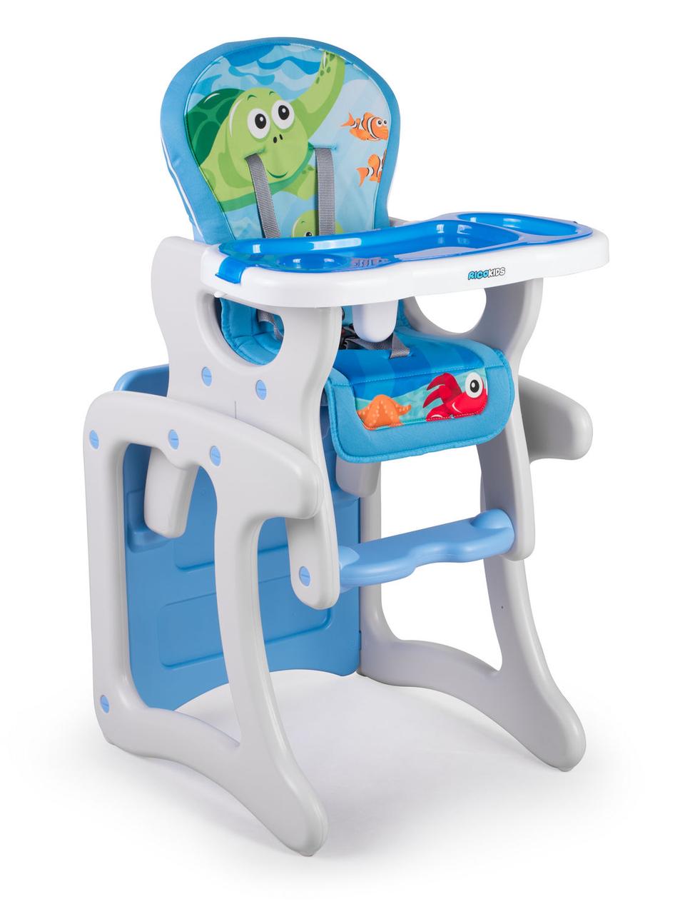 Стільчик для годування 3в1 Ricokids Teri 104,5 х 59 х 58 см Сіро-голубе Польща