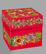 Подарункова коробка з Петриківським розписом червона