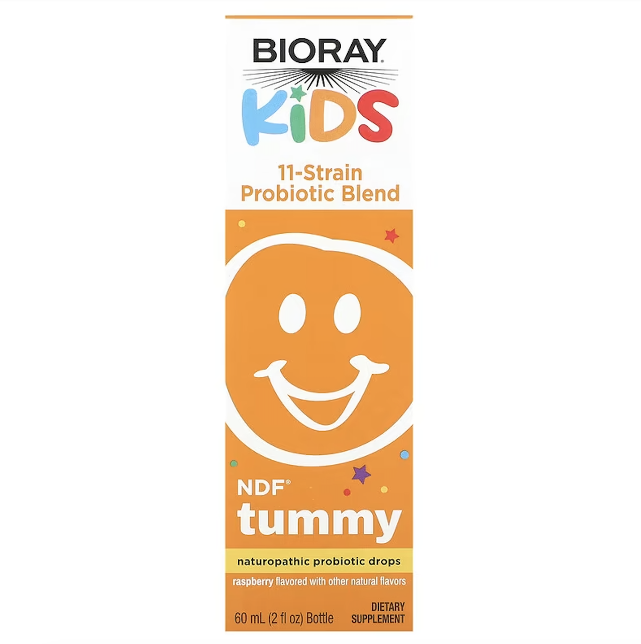Bioray, Kids, NDF Tummy, пробіотична суміш із 11 штамами, для дітей, малина, 60 мл