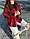 Тепла жіноча сорочка на ґудзиках у клітинку напіввовна (Розміри 42,44,46), Червона, фото 8