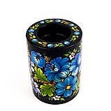 Підсвічник дерев'яний Петровий розпис для свічок ручна робота 9x7 см ГОЛУБИ ЦВІТИ Український сувенір, фото 4