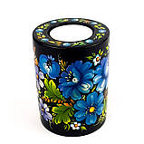 Підсвічник дерев'яний Петровий розпис для свічок ручна робота 9x7 см ГОЛУБИ ЦВІТИ Український сувенір, фото 5