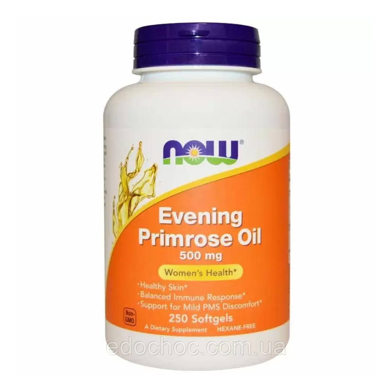 Олія примули вечірньої (Evening Primrose oil) 500 мг 250 капсул NOW-01752, фото 1
