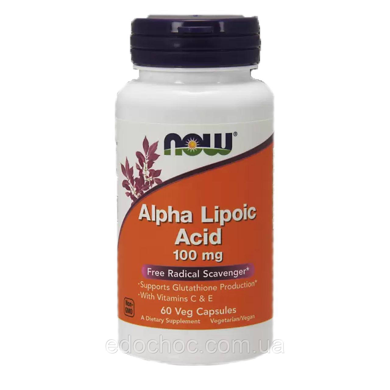 Альфа-ліпоєва кислота (Alpha Lipoic Acid) 100 мг 60 капсул NOW-03040