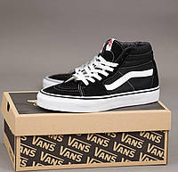 Женские кеды Vans SK 8 (чёрные с белым) высокая повседневная осенне-весенняя обувь К11055 36