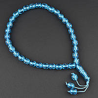 Чітки пластикові з блакитними напівпрозорими намистинами та висулькою кількість намистин 33 штуки довжина 35 см