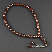 Чітки пластикові з коричневими намистинами та висувкою кількість намистин 33 штуки довжина 35 см