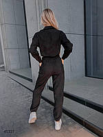 Вельветовий жіночий костюм з сорочкою прямого крою на кнопках та штани на на резинці з 42 по 48 розмір, фото 4
