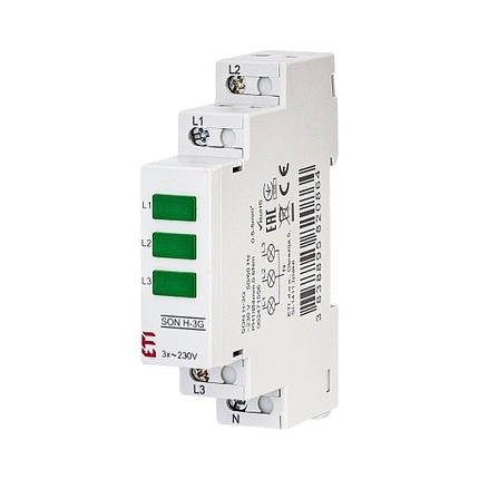 Трифазний індикатор наявності напруги ETI зелений SON H-3G 3x LED 2471556, фото 1