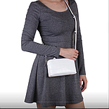 Маленька стильна чорна біла бежева сумочка з натуральної шкіри, фото 6