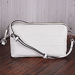 Маленька стильна чорна біла бежева сумочка з натуральної шкіри, фото 4