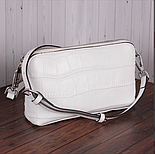 Маленька стильна чорна біла бежева сумочка з натуральної шкіри, фото 3