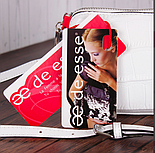 Маленька стильна чорна біла бежева сумочка з натуральної шкіри, фото 8