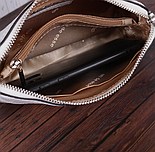 Маленька стильна чорна біла бежева сумочка з натуральної шкіри, фото 7