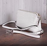 Маленька стильна чорна біла бежева сумочка з натуральної шкіри, фото 5