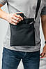 Сумка з натуральної шкіри через плече на три відділення чоловіча "Flash Up" Чорний S105, фото 9