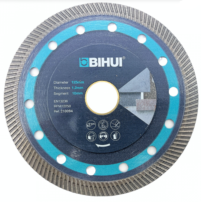 Алмазний диск BIHUI Super Thin Turbo 125мм для керамограніту до 25мм, фото 1