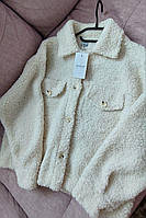 Повседневная универсальная модная женская куртка- рубашка из меха Тедди без подкладки цвет пудра молоко шокол Молоко