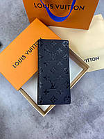 Бумажник Louis Vuitton черный принт монограмм | Стильный мужской кожаный кошелек Луи Виттон