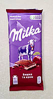 Шоколад Milka з вишнею та кремом молочний 90 г