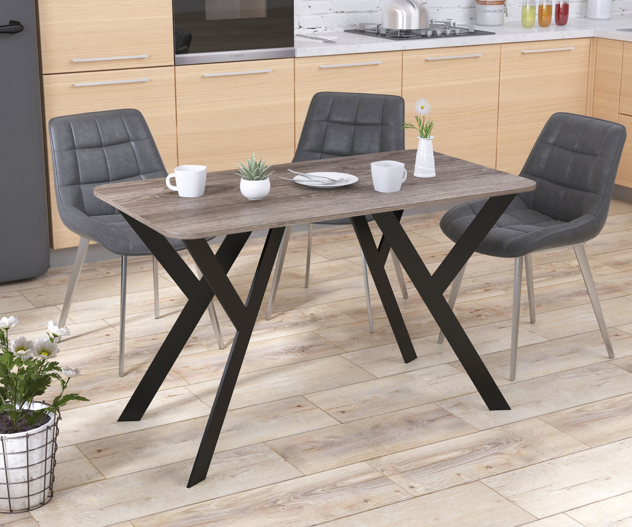 Стіл обідній Ішла 120-65 Loft Design Дуб Палена Заокруглені кути