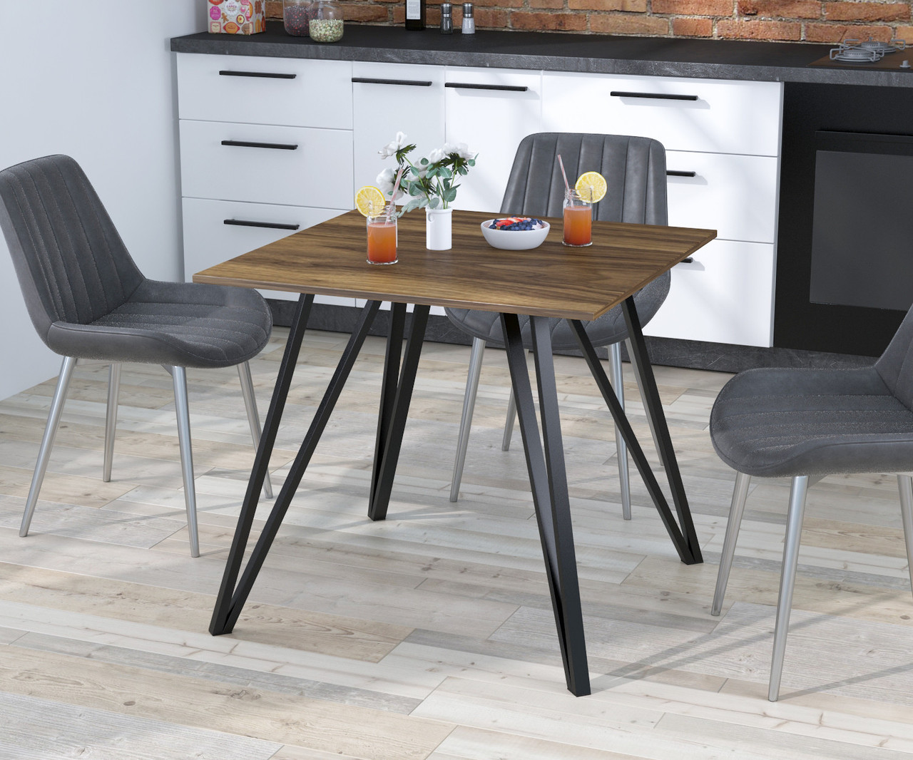 Стіл обідній Ліма 80-80 Горіх Модена Прямі кути