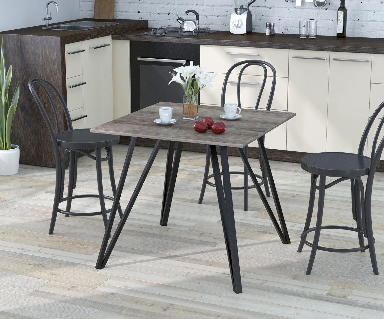 Стіл обідній Ліма 80-80 Дуб Палена Прямі кути