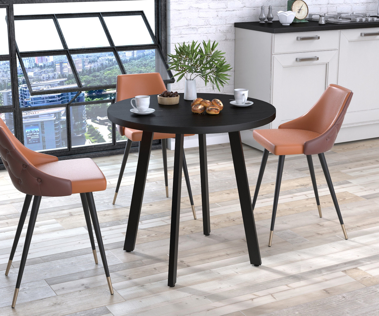 Круглий обідній стіл Лерой Loft Design Венге Луїзіана