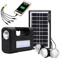 Станція зарядна портативна GDLITE GD-8017 Smart з 3 лампами та сонячною панеллю