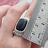 Перстень срібний з чорним оніксом та орнаментом масивний, фото 9