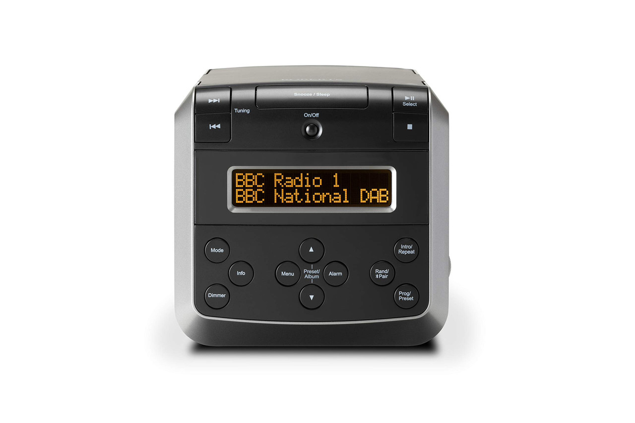 Roberts Sound 48 DAB/DAB+/FM стереорадіогодинник з CD, Bluetooth, відтворенням/заряджанням через USB — чорний