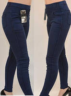 Джинсы женские стрейчевые с завышенной талией Джеггинсы Золото размер M в синем цвете
