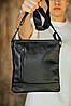 Чоловіча шкіряна сумка на три відділення "Flash Right" Чорний S106, фото 6