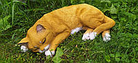 Садова фігура "Сплячий кіт" (рижий)
