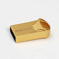 USB Флешка на 64 Гб | Флеш-накопичувач Mibrand USB2.0 Hawk 64GB Gold | Флешка-брелок