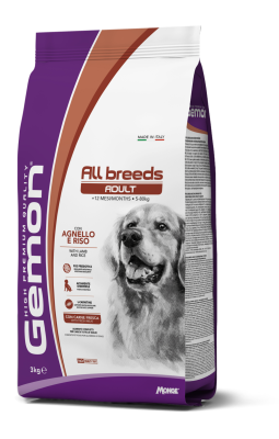 Сухий корм для дорослих собак усіх порід Gemon (Джемон) Dog All breeds Adult з ягням та рисом 3 кг